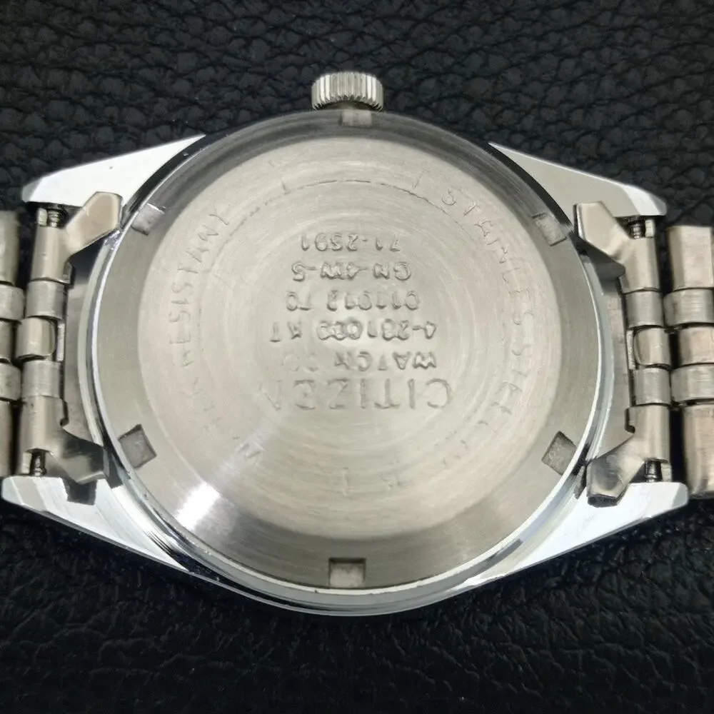 Vintage 1978 Citizen Automatic Mens Silver Watch W/daydate & Red accents